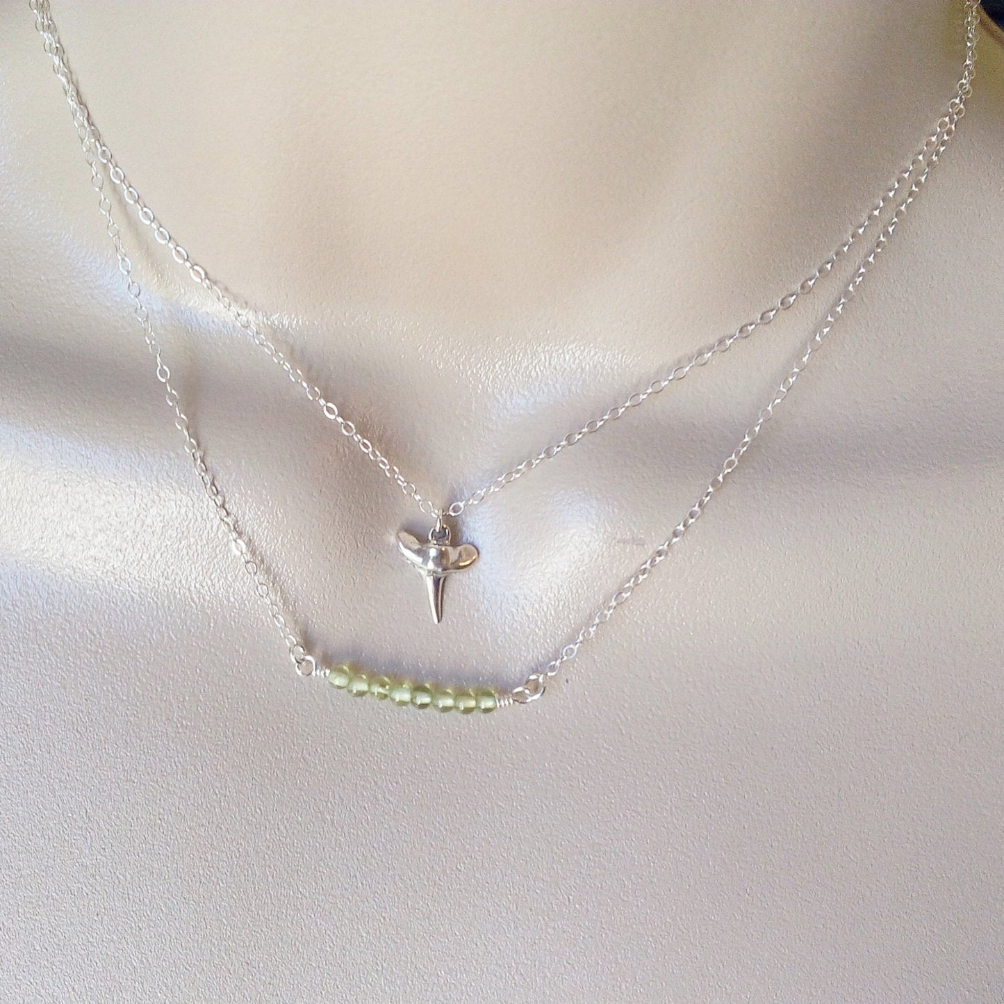 Peridot Necklace, Silver Peridot Necklace, Peridot Bar Necklace, Gemstone Jewelry, Layering Necklace, Bridal, Weddings, Mothers Day Gift