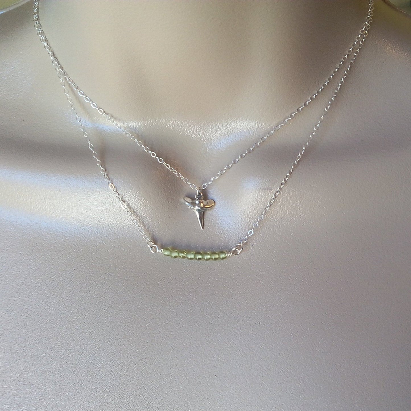 Peridot Necklace, Silver Peridot Necklace, Peridot Bar Necklace, Gemstone Jewelry, Layering Necklace, Bridal, Weddings, Mothers Day Gift