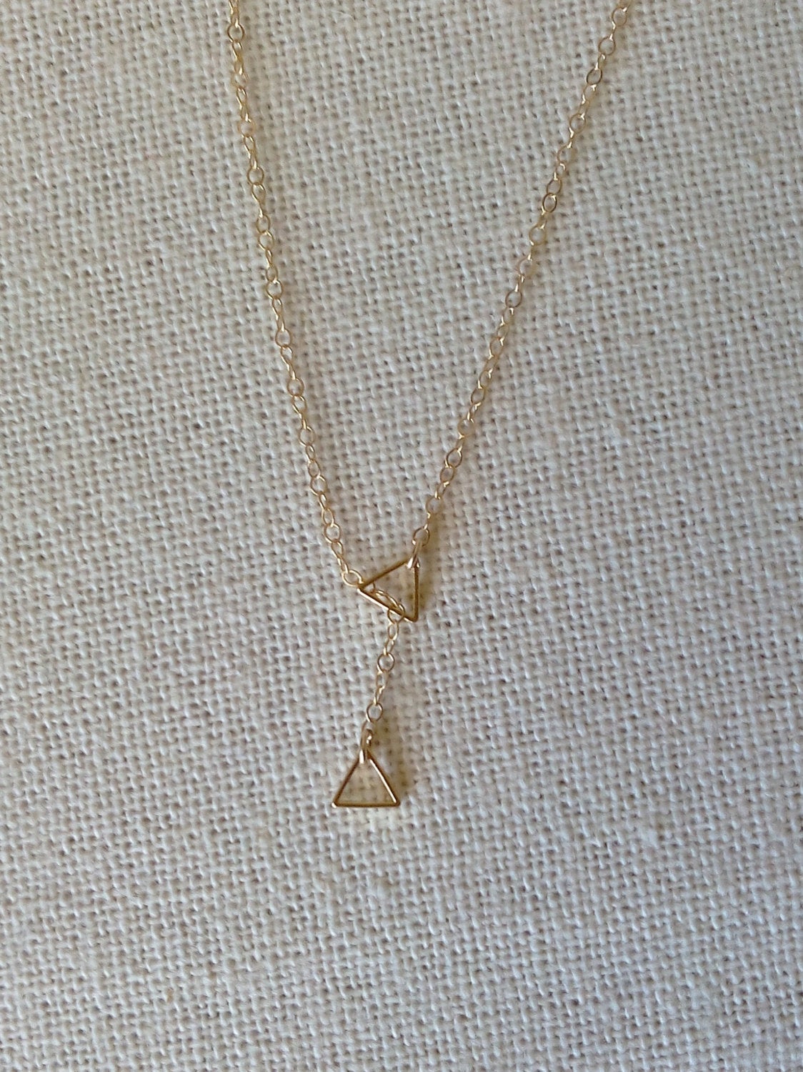Triangle Lariat Necklace, Gold Triangle Lariat Necklace, Tiny Lariat Necklace, Lariat Necklace, Bridal Gifts, Layering Necklace, Mothers Day
