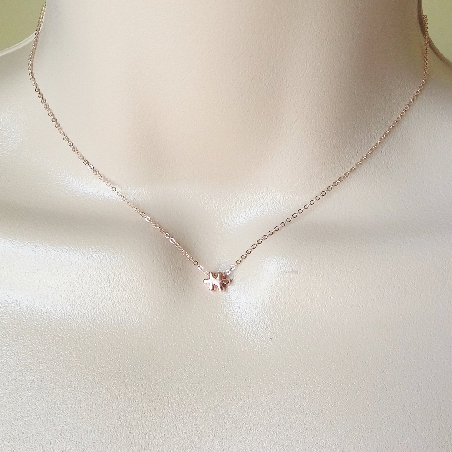 Rose Gold Puzzle Piece Necklace - Tiny Rose Gold Puzzle Piece Necklace, Rose Gold Filled Necklace, bridesmaid gifts, Wedding, Christmas Gift