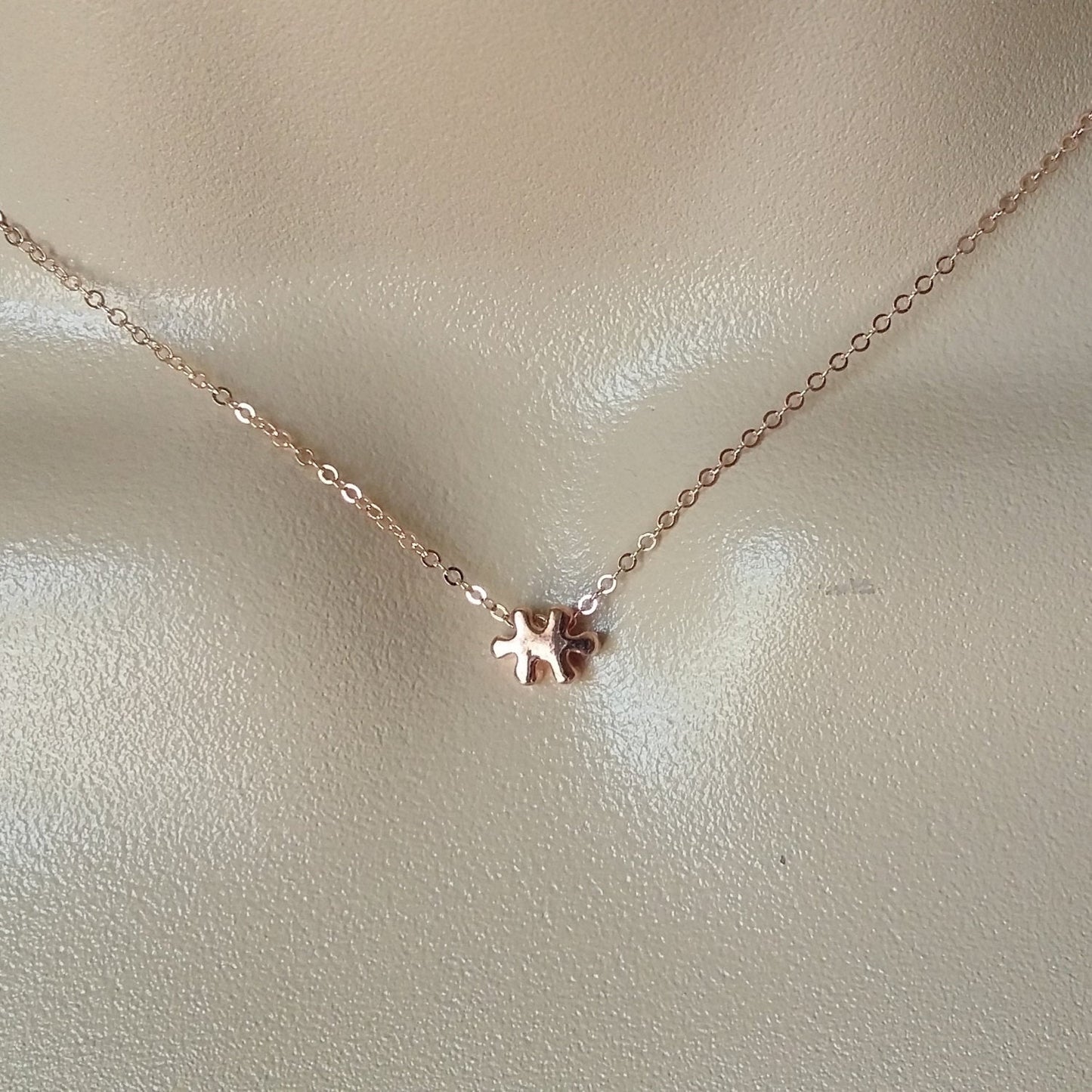 Rose Gold Puzzle Piece Necklace - Tiny Rose Gold Puzzle Piece Necklace, Rose Gold Filled Necklace, bridesmaid gifts, Wedding, Christmas Gift